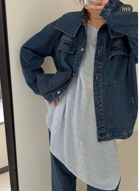 K*F2026春季 画报推荐oversize大气立领复古工艺牛仔外套