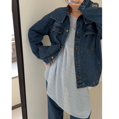 K*F2026春季 画报推荐oversize大气立领复古工艺牛仔外套