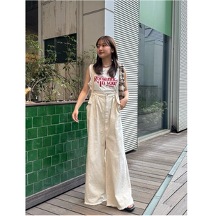 kas2025夏季 休闲减龄高腰线牛仔背带裤