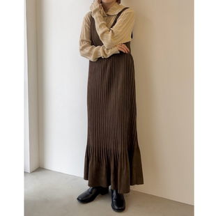 K*F2026春季 精致细褶皱优雅气质背心连衣裙OP