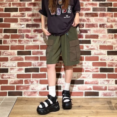 RC2026夏季 男女同款侧边立体口袋拼色工装中裤
