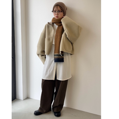 K*F2025冬季 经典麂皮绒两面穿双拉链短款外套