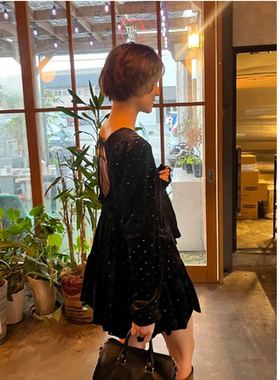 kas2025冬季 礼服系列款 复古丝绒方领短款连衣裙OP