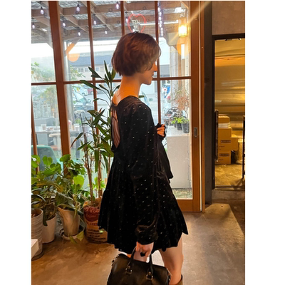 kas2025冬季 礼服系列款 复古丝绒方领短款连衣裙OP