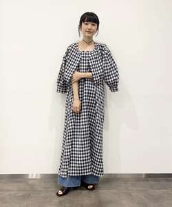 BEAMS2024春夏 抽绳下摆七分袖小衬衫+吊带裙 两件套OP