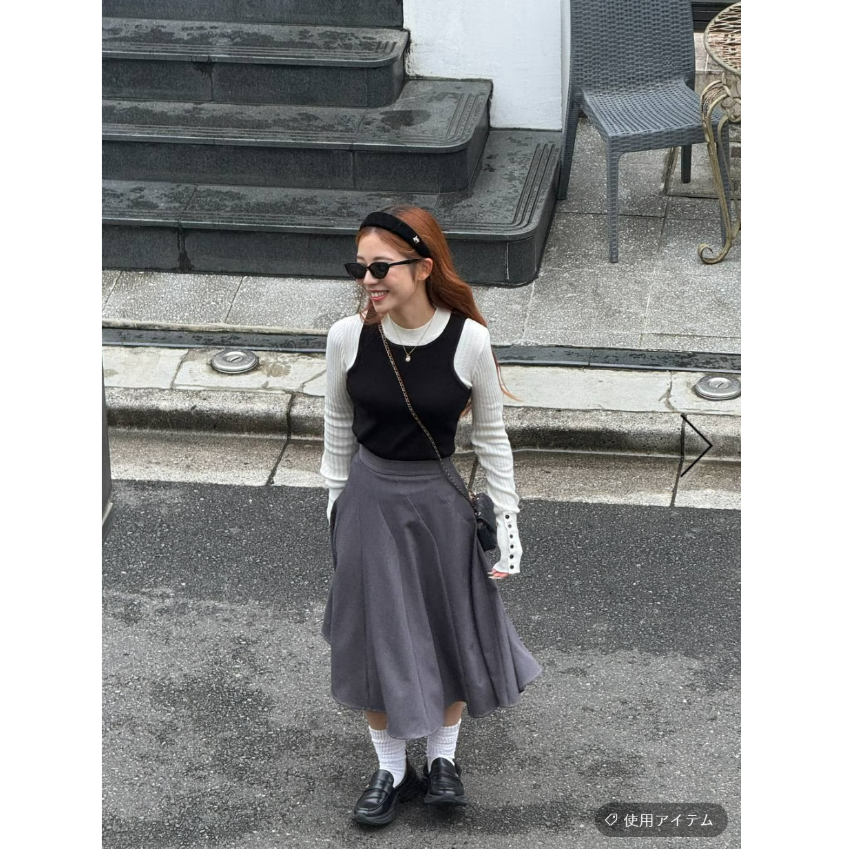 JS2025冬季 简约气质款线条拼接摆半身中长裙