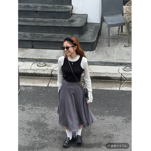 JS2025冬季 简约气质款线条拼接摆半身中长裙