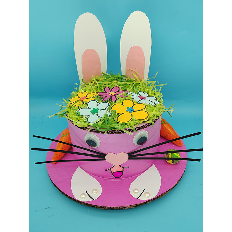 纸箱板手工 变废为宝 环保 diy复活节帽子成品 走秀兔子装饰帽