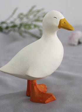 [魔物木]木质柯达鸭摆件椴木彩绘装饰工艺品摆饰创意礼品家居