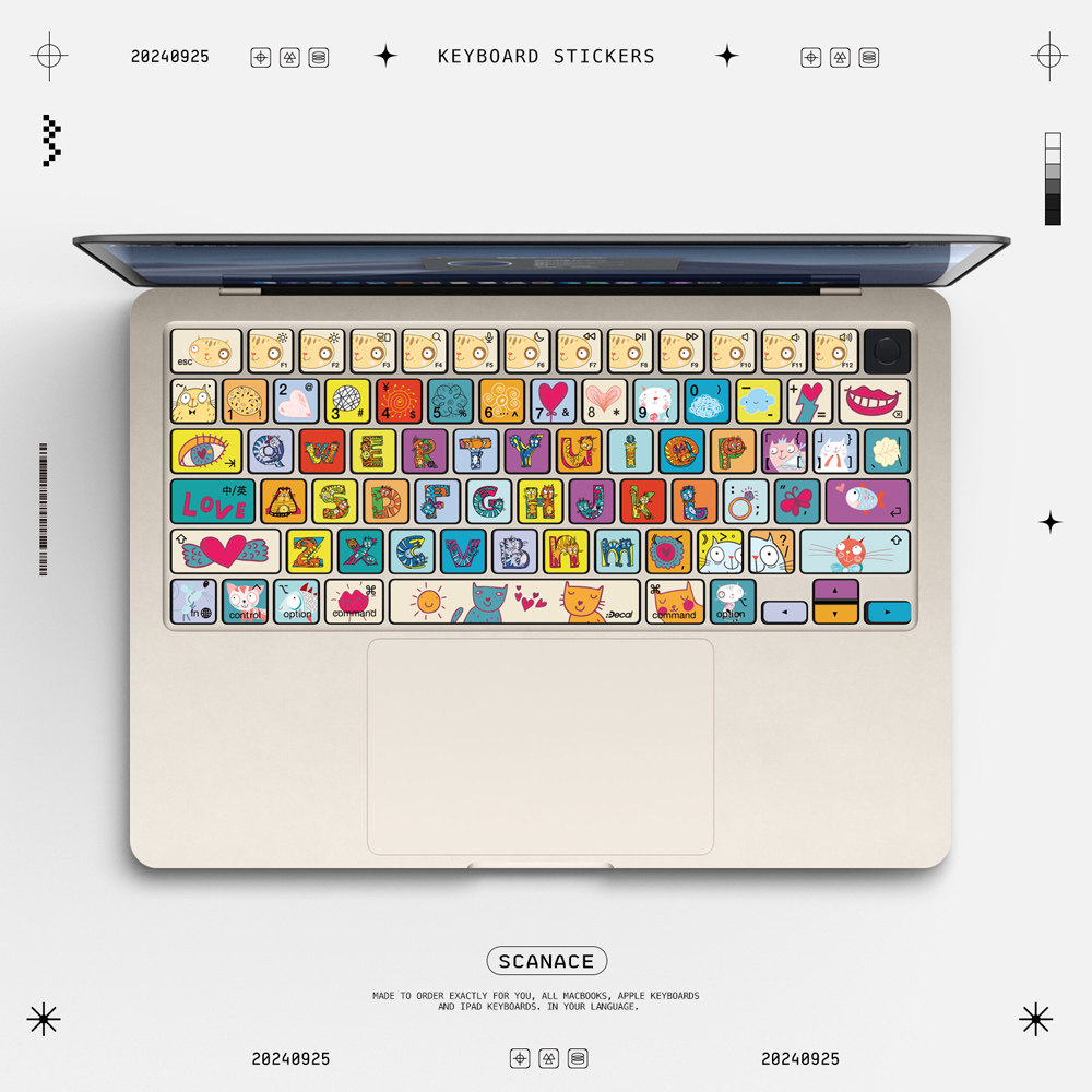适用于mac pro键盘贴纸苹果笔记本贴膜MacBookair13 14 16寸