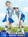短裙中小学生校服儿童短袖 T恤纯棉夏装 蓝色单短袖 幼儿园园服夏季