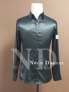 Neon Dancer 男士专业拉丁舞上衣 仿真丝缎面衬衣 练功比赛艺考服