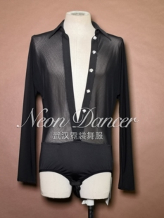 Dancer 上衣 男士 衬衣领网纱蝙蝠袖 比赛艺考服 专业拉丁舞服 Neon