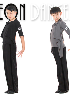 NeonDancer 男童拉丁舞练功服 比赛演出服 水晶棉假两件上衣