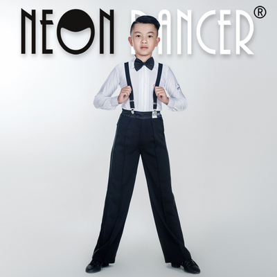 NeonDancer少儿拉丁舞服 男童比赛规定服 考级服 胸前拉链标准服