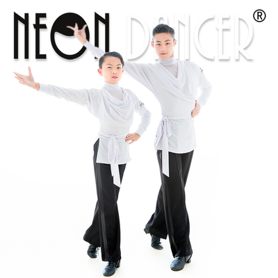 NeonDancer 少儿拉丁舞练习服 男成人/少儿比赛服 新款假两件套