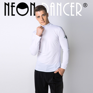NEON DANCER 男士拉丁舞服 高领长袖练习上衣 水晶棉面料