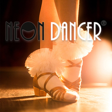 neon dancer拉丁舞白色花边袜女童袜蓬蓬花边纯棉短袜比赛专业袜