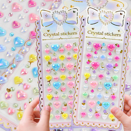 珍珠爱心立体宝石糖果装饰贴纸