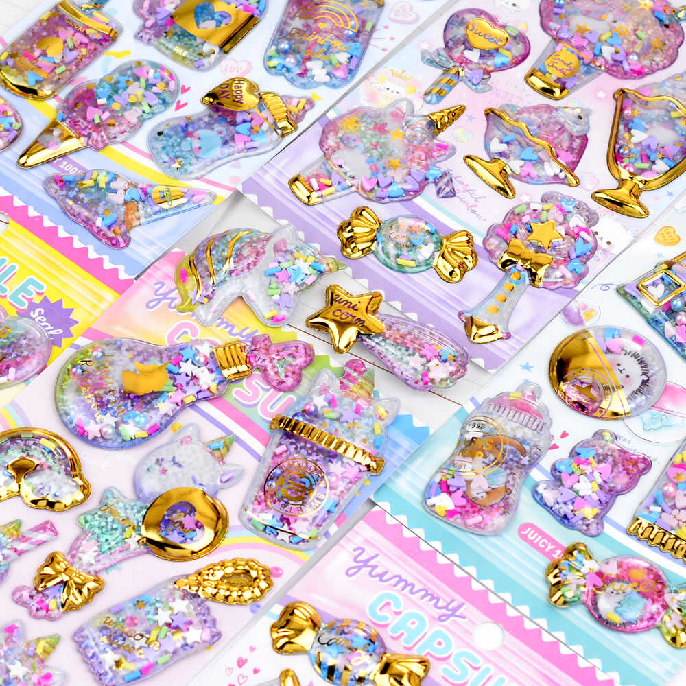 闪乐好品质闪亮烫金立体摇摇贴纸