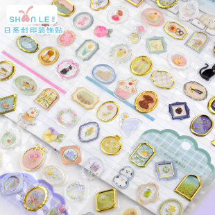 日小清新系3d立体烫金水晶贴纸儿童女孩手机壳手帐封口装 饰贴画