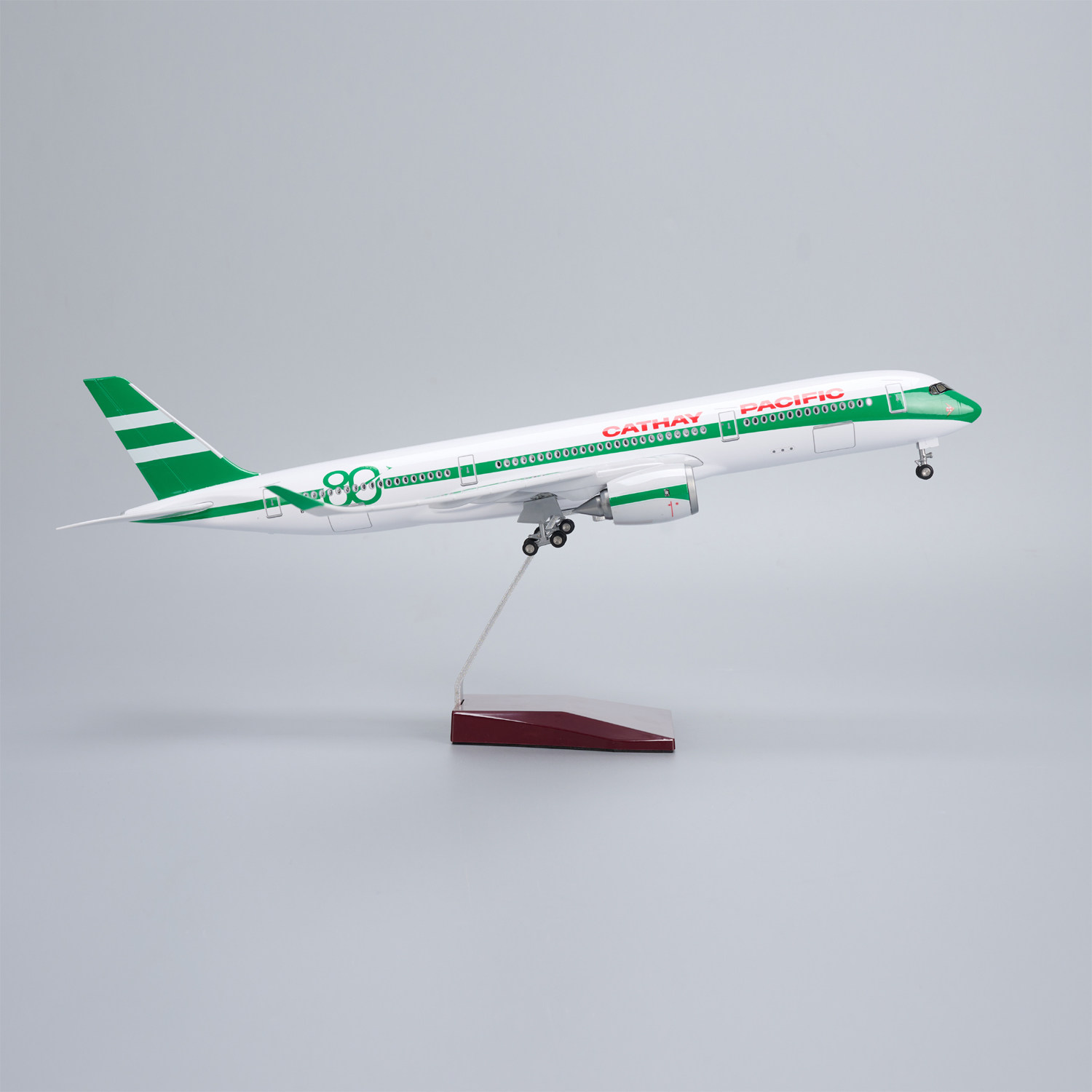 带灯国泰航空客350仿真客机飞机模型摆件航模礼物收藏80周年B-LRJ
