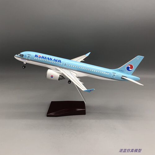 38cm带灯大韩航空空客A220-300仿真客机飞机模型摆件航模礼品收藏