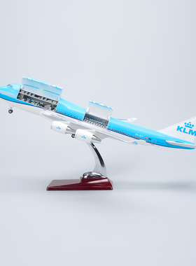 带灯可开舱盖荷兰航空747仿真客机飞机模型拼装摆件收藏礼物KLM