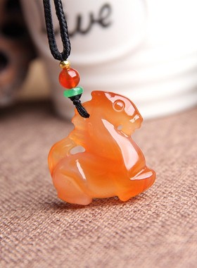 博语天然红玛瑙马挂件马挂坠