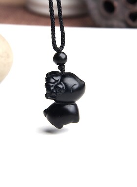 博语生肖天然黑曜石羊挂件羊挂坠