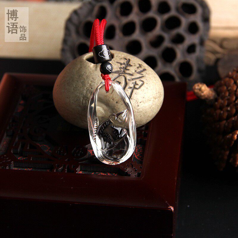 一物一图 精雕天然白水晶老鼠挂件鼠项链 生肖水晶鼠吊坠鼠挂坠