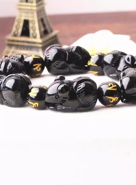 黑曜石手链黑曜石老鼠水晶手串