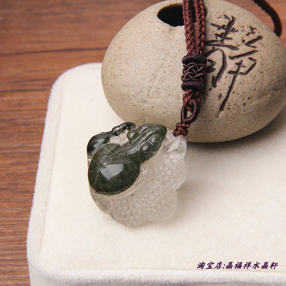 天然绿幽灵老鼠吊坠 星座12生肖老鼠挂坠绿水晶鼠项链项坠