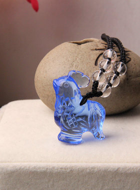 蓝水晶鸡吊坠项坠水晶鸡项链