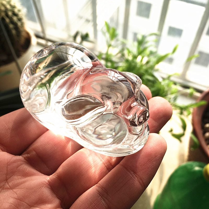 精雕天然白水晶猪摆件 水晶雕刻猪摆件生肖猪白水晶家居摆件
