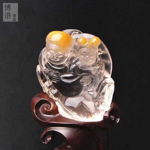 水晶童子摆件水晶雕刻摆件