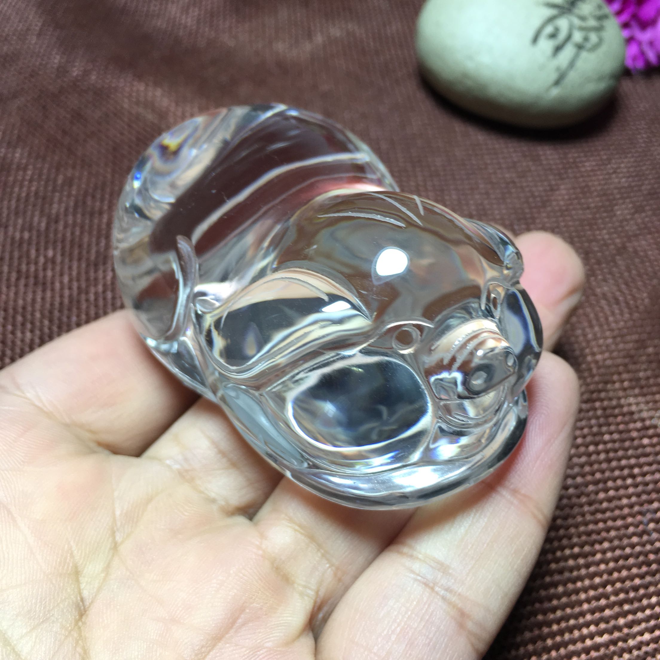 精雕天然白水晶猪小摆件 白水晶立体猪饰品摆件发财猪家居摆件