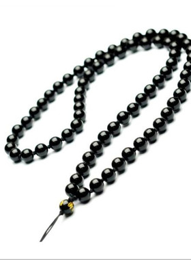 天然乌金黑曜石翡翠玉佩项链绳