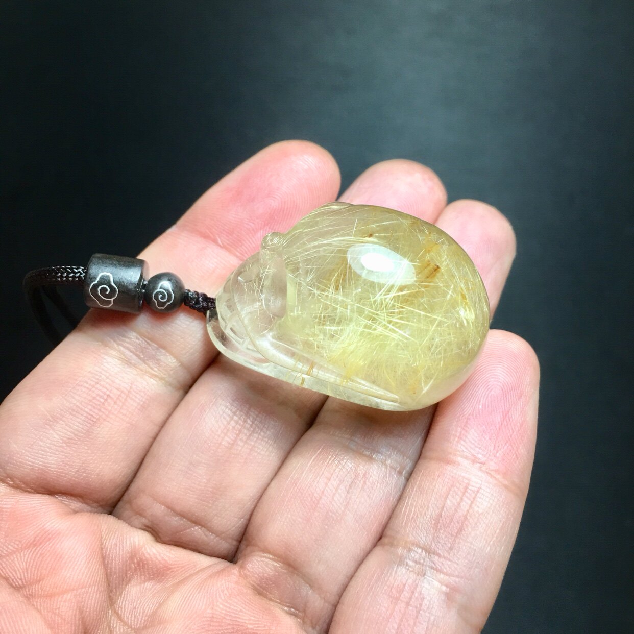 精雕天然金发晶骷髅头挂坠水晶骷髅项链男女款金发晶挂件吊坠项坠