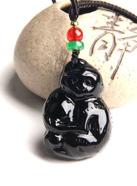 黑曜石猴子钥匙扣款挂坠水晶猴