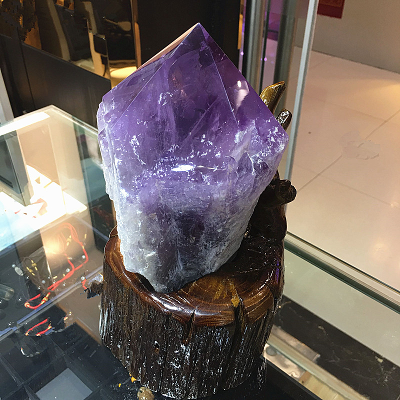 天然紫水晶原石摆件柱原料矿石