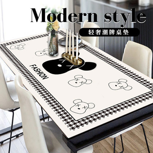 暴力熊轻奢皮革桌垫餐桌垫防水防油免洗电脑书桌垫茶几桌面垫桌布