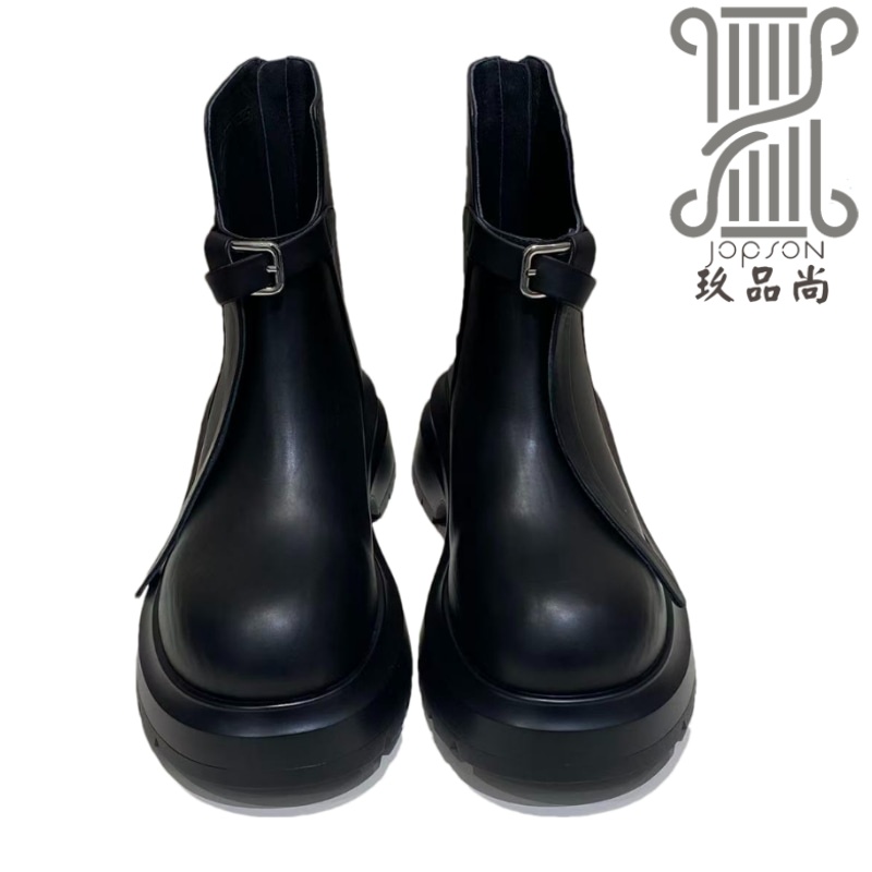 英伦风真皮厚底切尔西靴