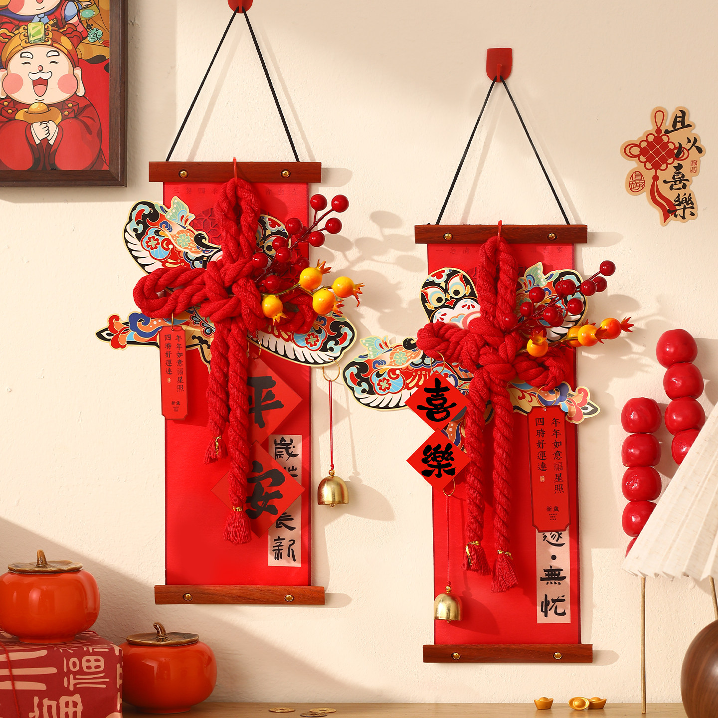 2026新款中国结客厅背景墙高档福字挂件入户门玄关挂饰装饰用品,特色手工艺,中国结,淘宝优惠券,粉丝福利购,淘宝优惠卷