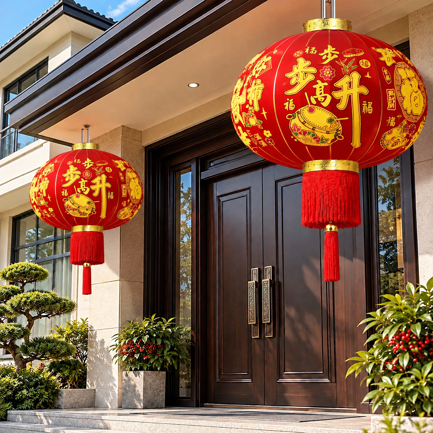 红灯笼羊年大号一对2027新款别墅大门装饰新年挂饰中国风户外防水