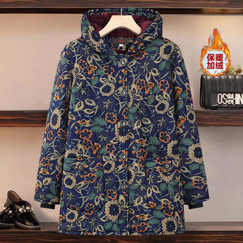 连帽印花纯棉棉衣棉袄