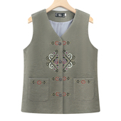 老太太妈妈坎肩中国风背心奶奶马夹女 新款 刺绣中式 外穿马甲春秋装