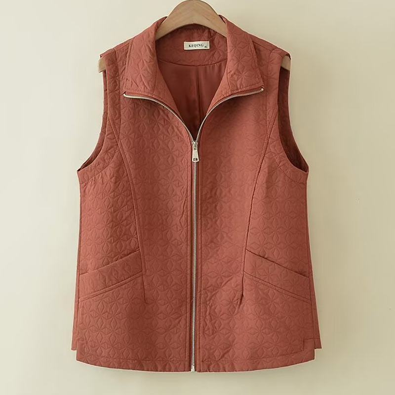 翻领提花拉链时尚马夹背心