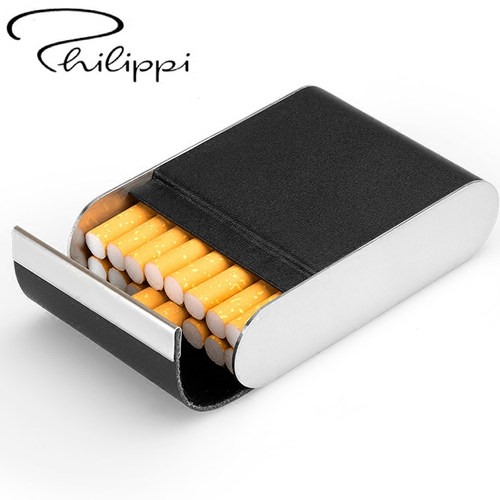 德国Philippi高档不锈钢真皮烟盒子创意便携随身时尚简洁高端男士