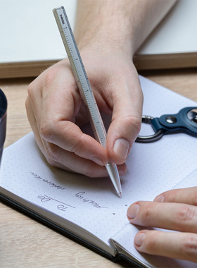 德国TROIKA工程圆珠笔带刻度尺金属铝制笔杆高颜值创意礼品笔文具